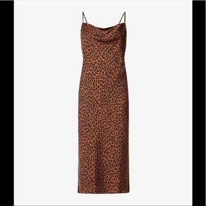 Good American Cowl Neck Dress Cheetah Print